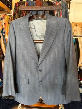 Lammle’s Cutter Bill Western Men's Gray Pinstripe Blazer